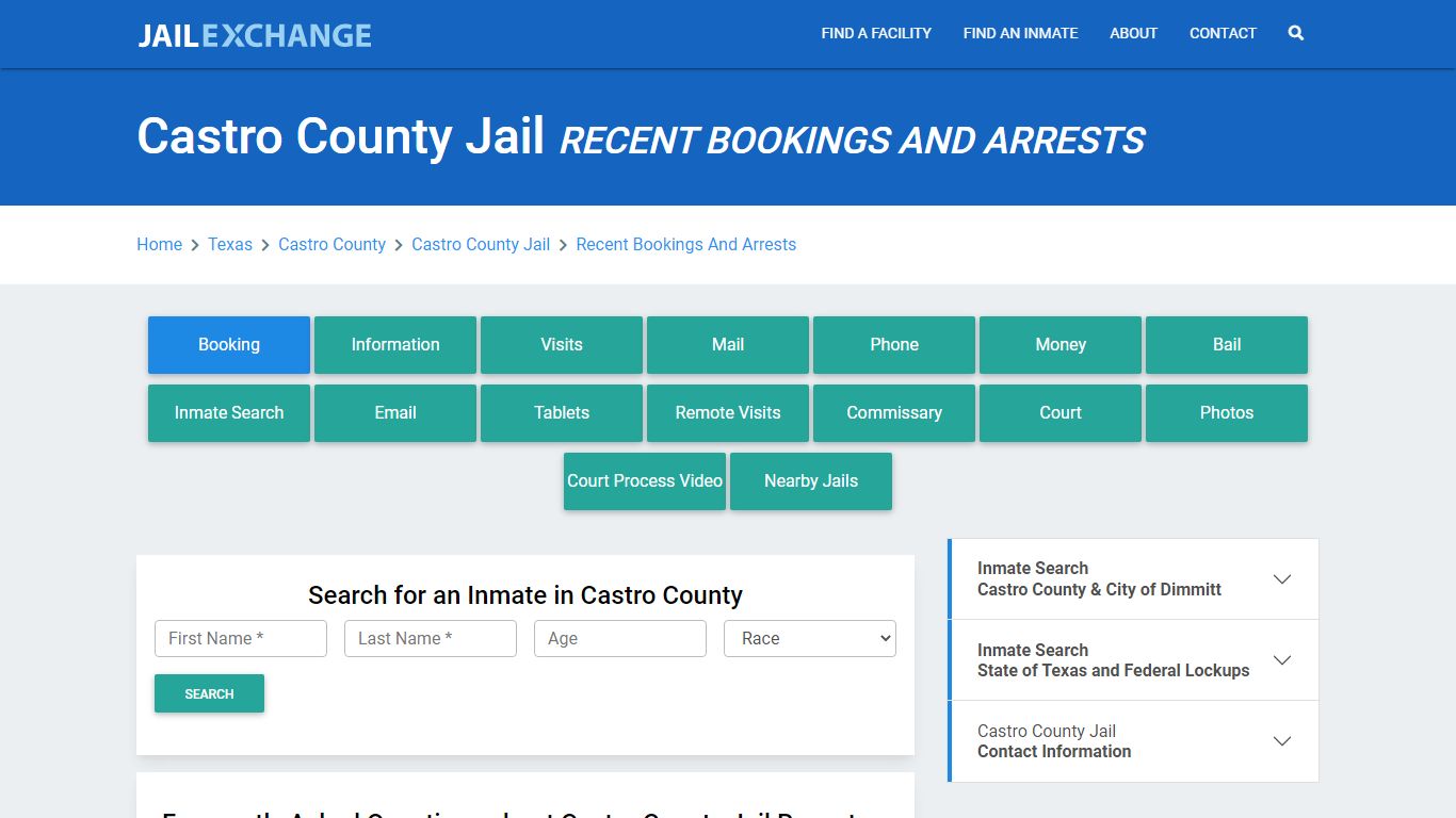 Castro County Jail Recent Bookings And Arrests - Jail Exchange