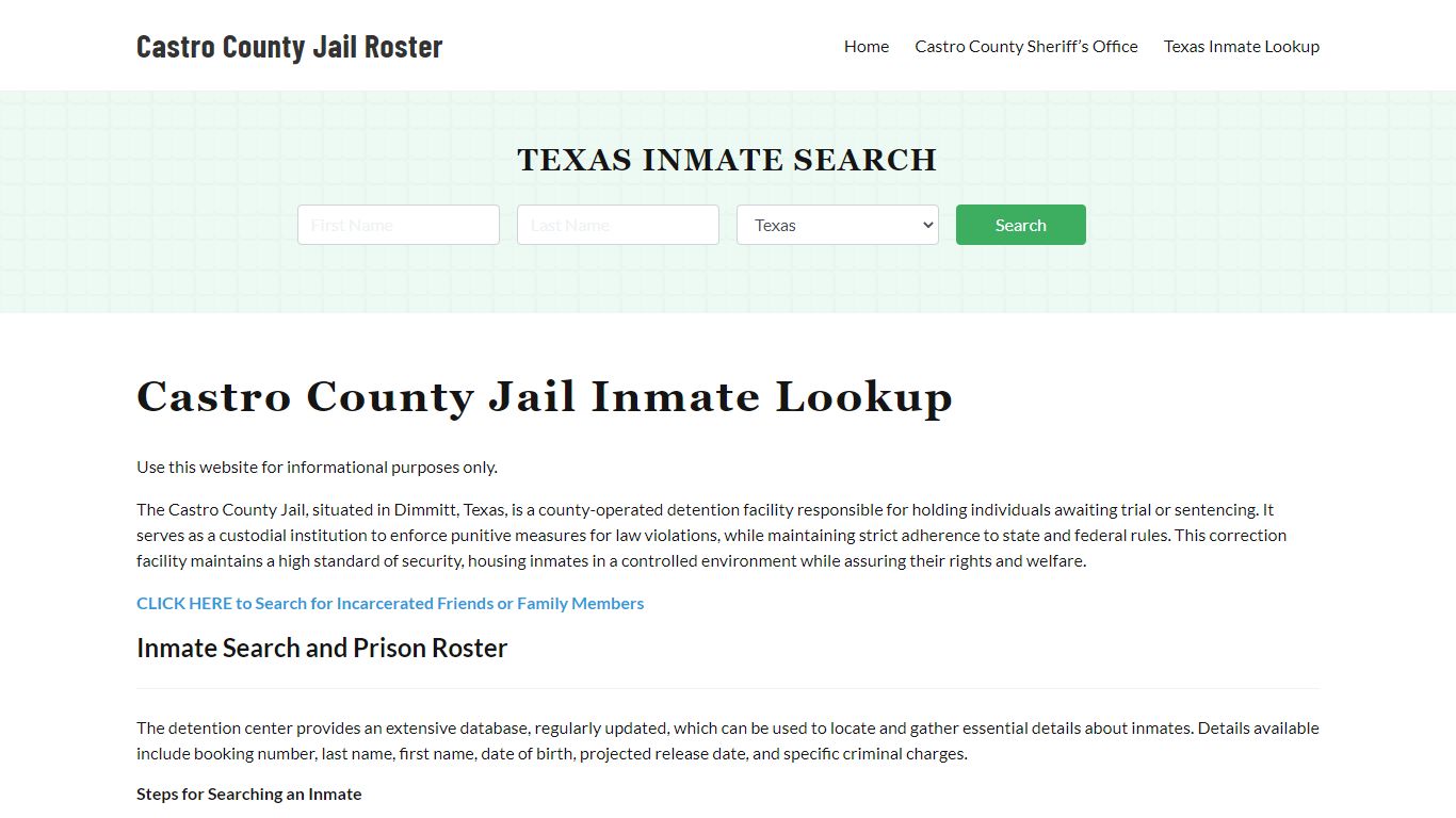 Castro County Jail Roster Lookup, TX, Inmate Search