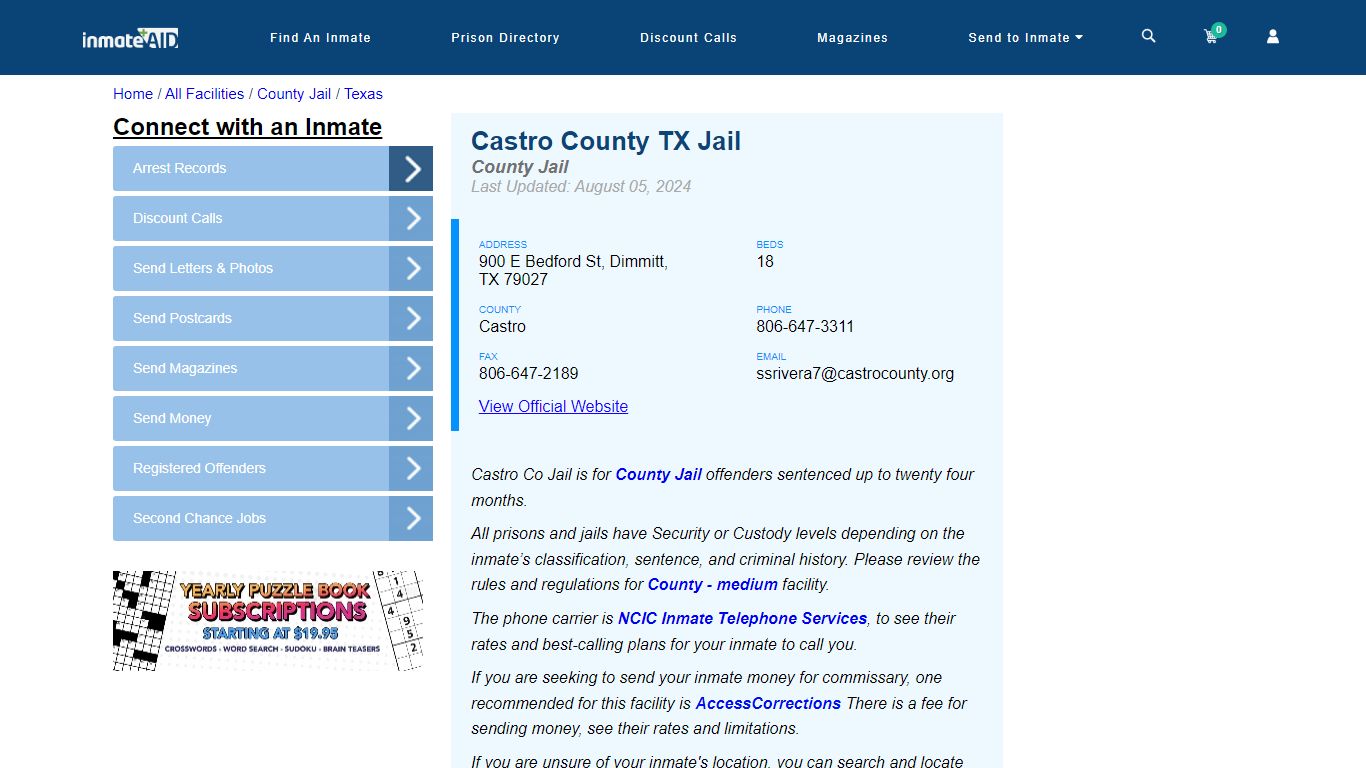 Castro County TX Jail - Inmate Locator