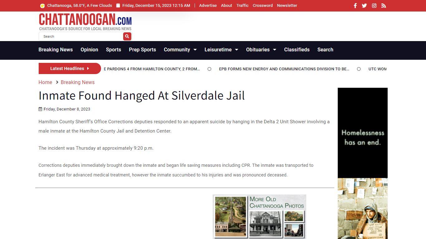 Inmate Found Hanged At Silverdale Jail - Chattanoogan.com